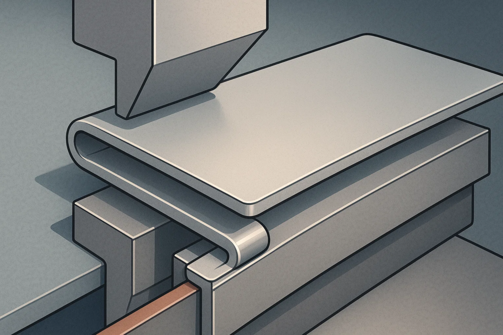 CNC-Abkantpresse beim präzisen Biegen eines Blechteils in der industriellen Blechbearbeitung.
